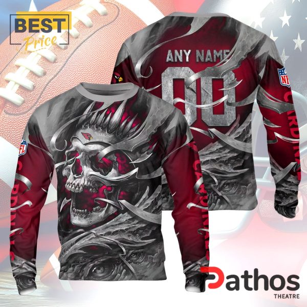 Personalized Arizona Cardinals NFL Skull Design Hoodie