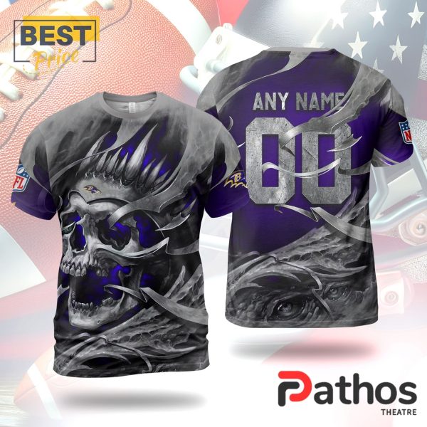 Personalized Baltimore Ravens NFL Skull Design Hoodie