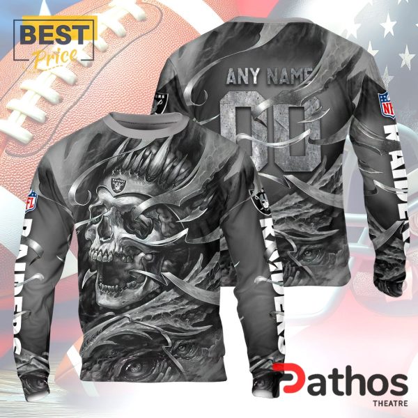 Personalized Las Vegas Raiders NFL Skull Design Hoodie