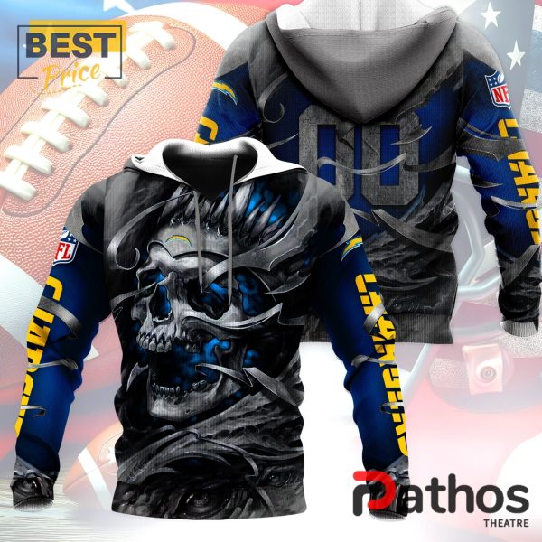 Personalized Los Angeles Chargers NFL Skull Design Hoodie