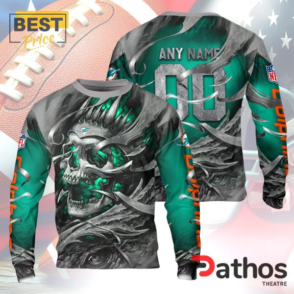 Personalized Miami Dolphins NFL Skull Design Hoodie