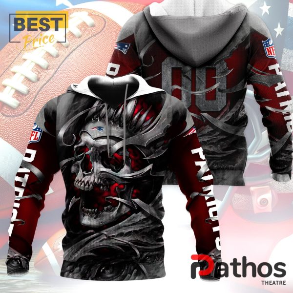 Personalized New England Patriots NFL Skull Design Hoodie