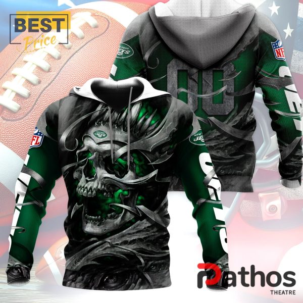 Personalized New York Jets NFL Skull Design Hoodie