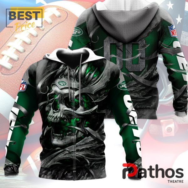 Personalized New York Jets NFL Skull Design Hoodie