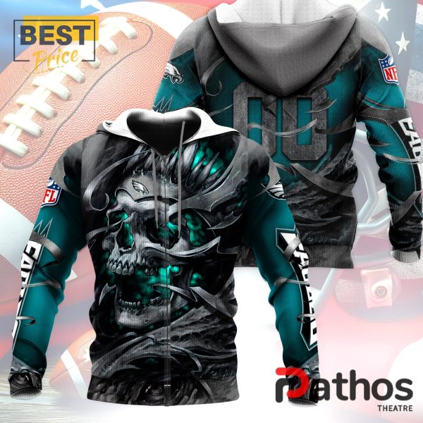 Personalized Philadelphia Eagles NFL Skull Design Hoodie