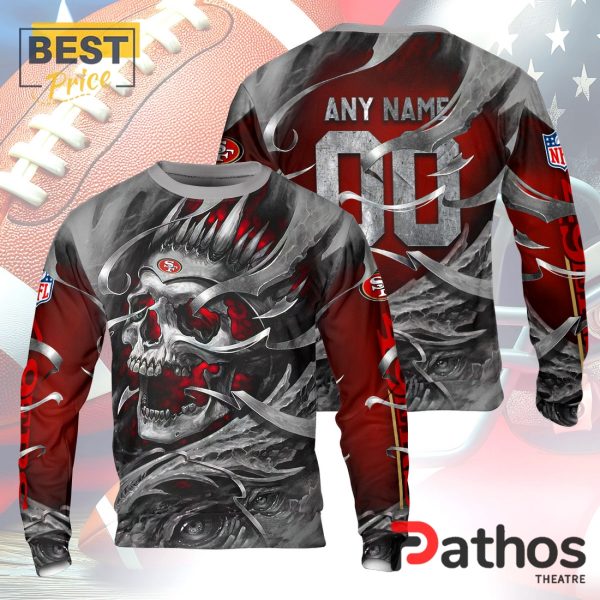 Personalized San Francisco 49ers NFL Skull Design Hoodie