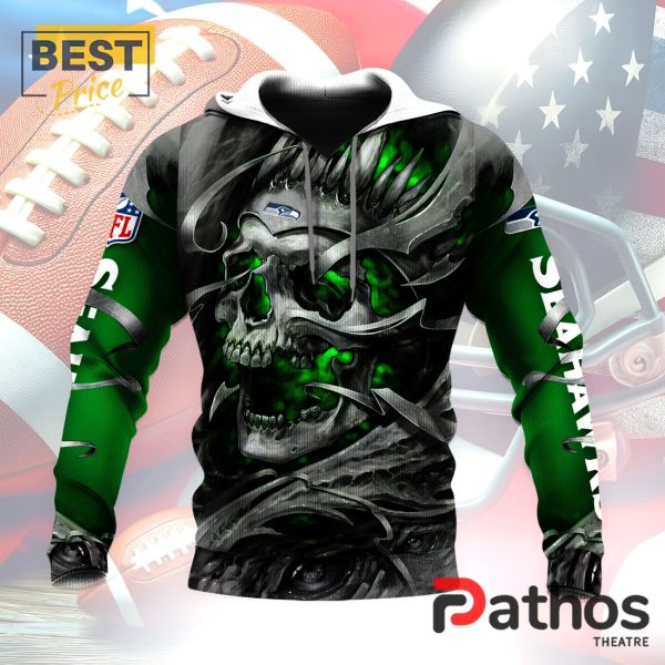 Personalized Seattle Seahawks NFL Skull Design Hoodie