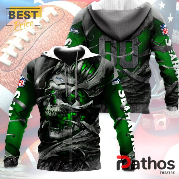 Personalized Seattle Seahawks NFL Skull Design Hoodie