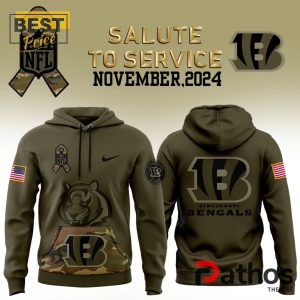 2024 Cincinnati Bengals Camo Salute to Service Hoodie, Jogger, Cap