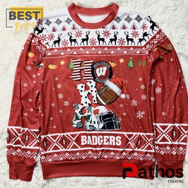 Wisconsin Badgers HO HO HO 2024 Christmas Sweater