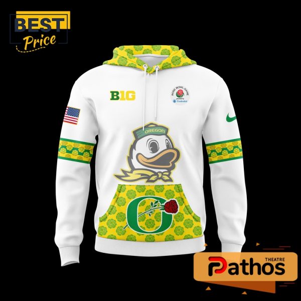 2025 Oregon Ducks x Rose Bowl Game White Hoodie, Cap