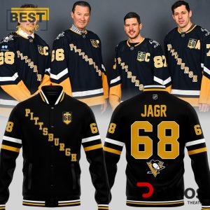 Pittsburgh Penguins Forever JAGR 68 Baseball Jacket