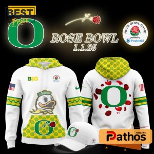 2025 Oregon Ducks x Rose Bowl Game White Hoodie, Cap