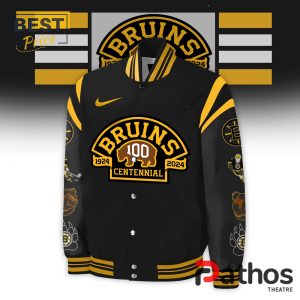 boston bruins 100 centennial black baseball jacket 2 8ATeD