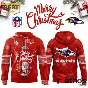 baltimore ravens 2024 merry christmas pullover hoodie 1 YxLne