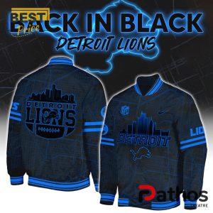 Detroit Lions Back In Black NFL Limited Baseball Jacket