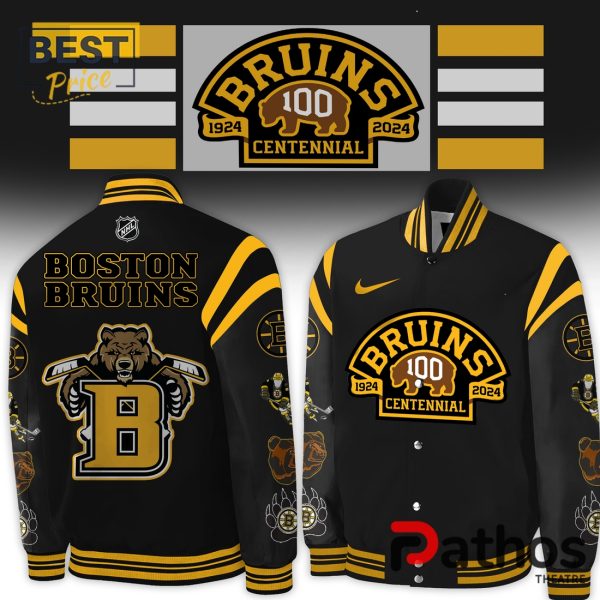 Boston Bruins 100 Centennial Black Baseball Jacket