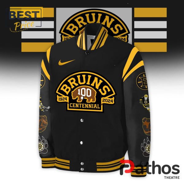 Boston Bruins 100 Centennial Black Baseball Jacket