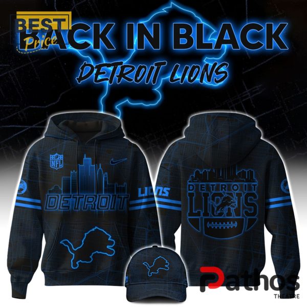 Detroit Lions Back In Black NFL Hoodie, Jogger, Cap