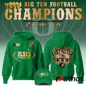 Oregon Ducks Big Ten Champions Green Hoodie, Jogger, Cap