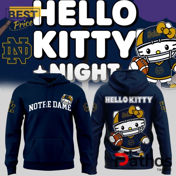 New Hello Kitty x Notre Dame Navy Football Hoodie