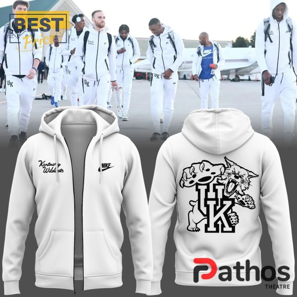 New Kentucky Wildcats All White Basketball Zip Hoodie