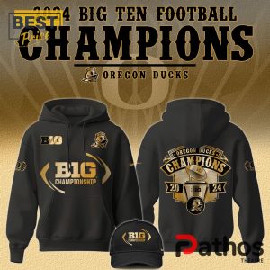 Oregon Ducks Big Ten Champions Black Hoodie, Jogger, Cap