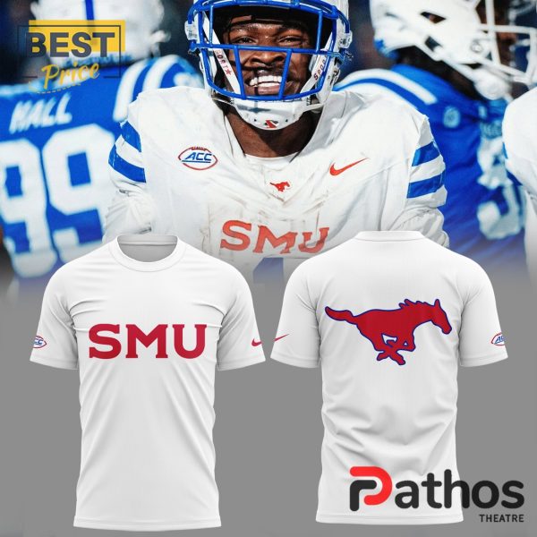 SMU Mustangs Football White T-Shirt, Jogger, Cap