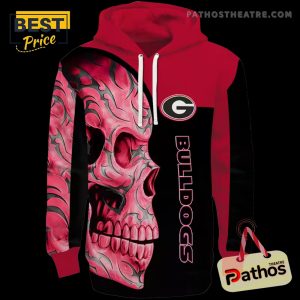 georgia bulldogs skull motif red black hoodie 3 V1pt0