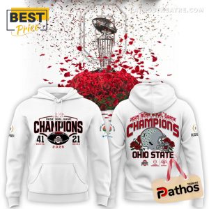 Ohio State Buckeyes White 2025 Rose Bowl Hoodie And Pants