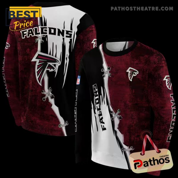 Atlanta Falcons Ripped Pattern Red Black White Hoodie