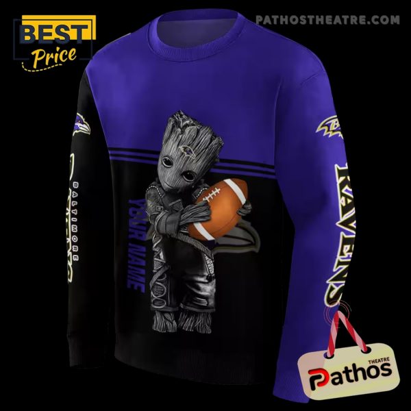 Custom Baltimore Ravens Baby Groot Purple Black Hoodie