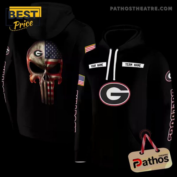 Custom Georgia Bulldogs Punisher Skull Black Hoodie