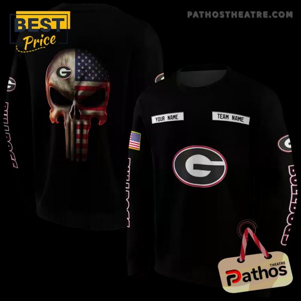 Custom Georgia Bulldogs Punisher Skull Black Hoodie