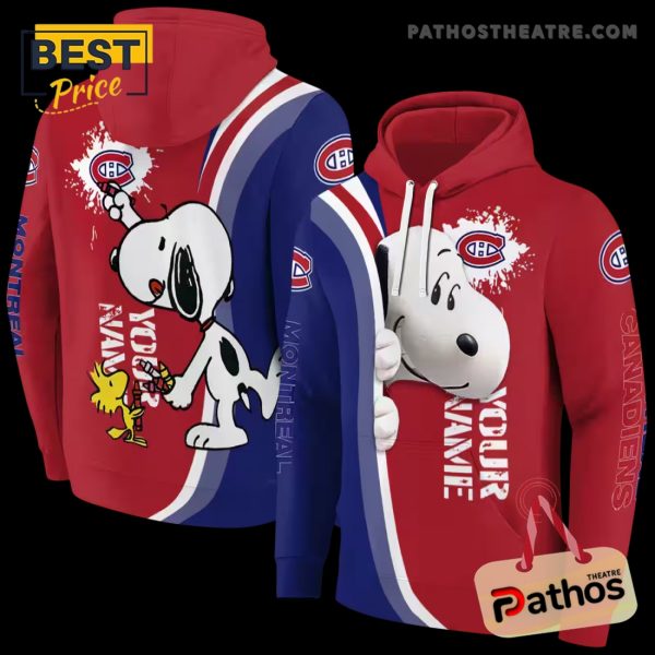 Custom Montreal Canadiens Peeking Snoopy Red Hoodie