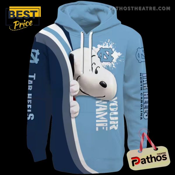 Custom North Carolina Tar Heels Peeking Snoopy Light Blue Hoodie