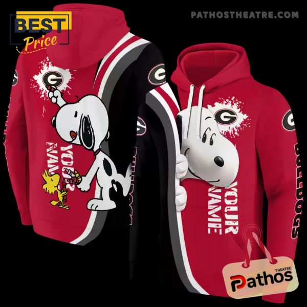 Customized Georgia Bulldogs Peeking Snoopy Red Hoodie