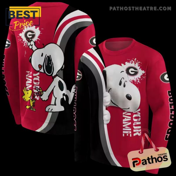 Customized Georgia Bulldogs Peeking Snoopy Red Hoodie