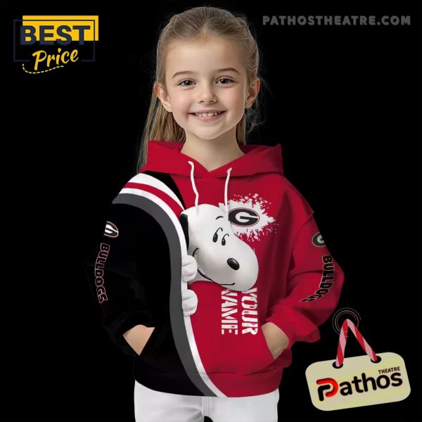 Customized Georgia Bulldogs Peeking Snoopy Red Hoodie