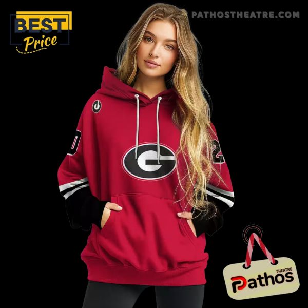 Customized Georgia Bulldogs Striped Sleeves Red Hoodie