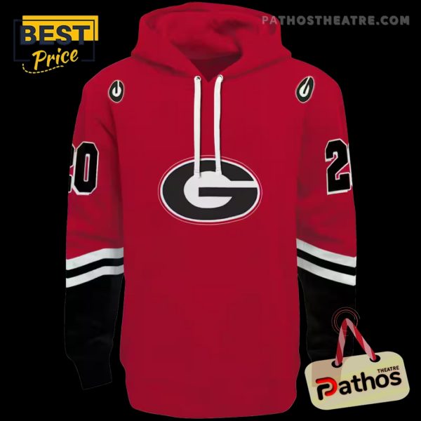 Customized Georgia Bulldogs Striped Sleeves Red Hoodie