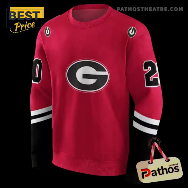 Customized Georgia Bulldogs Striped Sleeves Red Hoodie