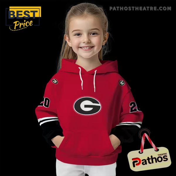 Customized Georgia Bulldogs Striped Sleeves Red Hoodie