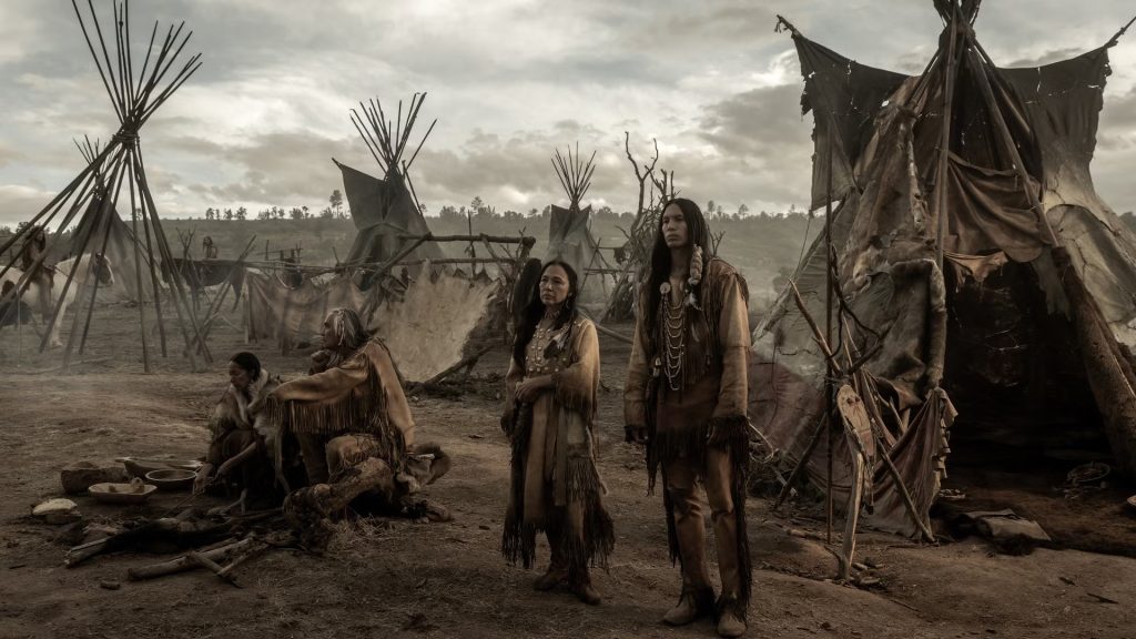 a native american village in the netflix western series american primeval