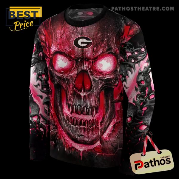 Georgia Bulldogs Demonic Skull Red Black Hoodie