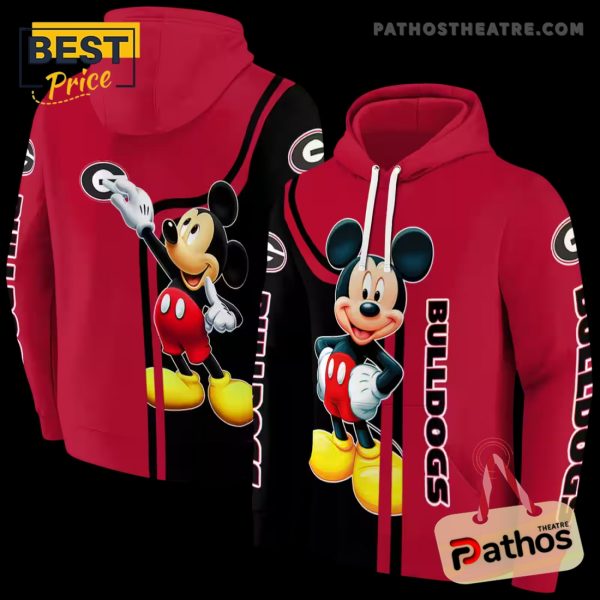 Georgia Bulldogs Mickey Mouse Red Black Hoodie