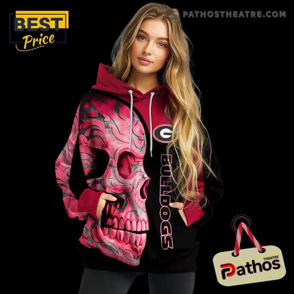 Georgia Bulldogs Skull Motif Red Black Hoodie