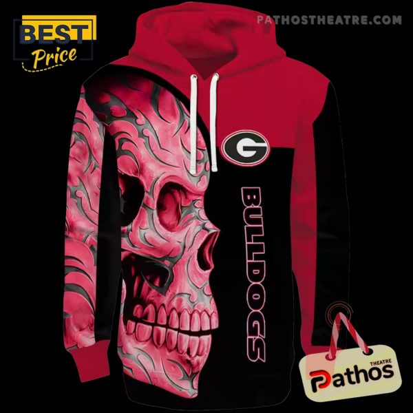 Georgia Bulldogs Skull Motif Red Black Hoodie