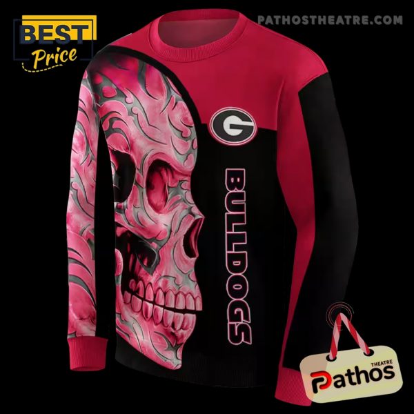 Georgia Bulldogs Skull Motif Red Black Hoodie