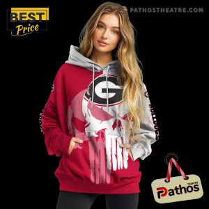 georgia bulldogs graphic punisher red white hoodie 2 w7Q7e